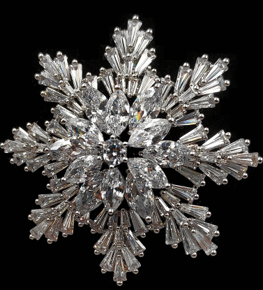 Jewelblings Fantastic Clear CZ Double Tiered Snowflake Broaches Pins
