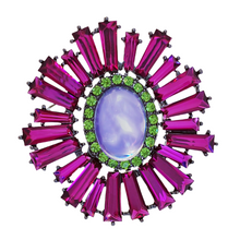 Load image into Gallery viewer, Striking Fuchsia Pink KEYSTONE Flower Brooch Pin Statement Jewelry
