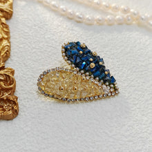 Load image into Gallery viewer, Jewelblings Stunning Golden Beaded Yellow Blue Rhinestone Heart Shaped Broaches and Pins Two Color Jewelry for Women Business Suit Dresses
