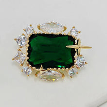 Load image into Gallery viewer, Jewelblings Gorgeous Star Accent Green Rectangle Stone Art Deco Pin Collar Accessory for Women Party Gala Prom Evenining Dinner Dress Gown

