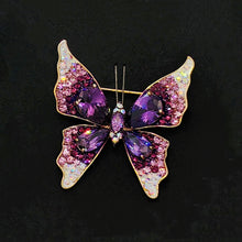 Load image into Gallery viewer, Sparkling Purple Butterfly Brooch Pin with Aurora Borealis Accent
