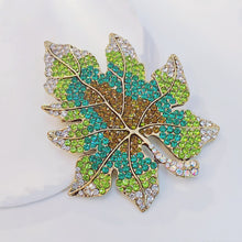 Load image into Gallery viewer, Sparkles Statement Oversize Green Crystal Leaf Brooch Pin Costume Jewelry
