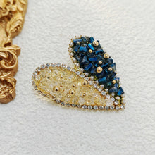 Load image into Gallery viewer, Jewelblings Stunning Golden Beaded Yellow Blue Rhinestone Heart Shaped Broaches and Pins Two Color Jewelry for Women Business Suit Dresses
