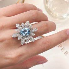 Load image into Gallery viewer, Gorgeous Cubic Zircon Blossom Blue Flower Finger Rings for Women

