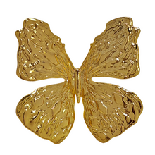 Load image into Gallery viewer, Simplistic Embossed Gold Butterfly Brooch Pin Nature Inspire Insect Jewelry
