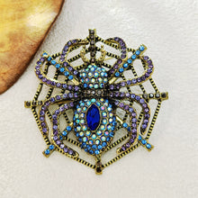 Load image into Gallery viewer, Gorgeous Spider - Shaped Rhinestone Brooch with Web Design
