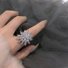Load image into Gallery viewer, Sparkles Trio Tiered Marquise CZ Accent Snowflake Cocktail Rings Christmas Jewelry
