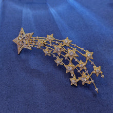 Load image into Gallery viewer, 90’s Inspiration Gold Tone Cubic Zircon Shooting Star Brooch Pin Starburst Jewelry
