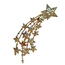 Load image into Gallery viewer, 90’s Inspiration Gold Tone Cubic Zircon Shooting Star Brooch Pin Starburst Jewelry
