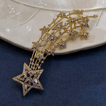 Load image into Gallery viewer, 90’s Inspiration Gold Tone Cubic Zircon Shooting Star Brooch Pin Starburst Jewelry
