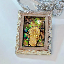 Load image into Gallery viewer, Abstract Art Vintage Abalone Accent Sunflower Vase Picture Frame Brooch Pin Silver Tone
