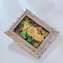 Load image into Gallery viewer, Abstract Art Vintage Abalone Accent Sunflower Vase Picture Frame Brooch Pin Silver Tone
