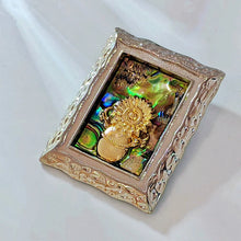 Load image into Gallery viewer, Abstract Art Vintage Abalone Accent Sunflower Vase Picture Frame Brooch Pin Silver Tone
