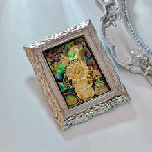 Load image into Gallery viewer, Abstract Art Vintage Abalone Accent Sunflower Vase Picture Frame Brooch Pin Silver Tone
