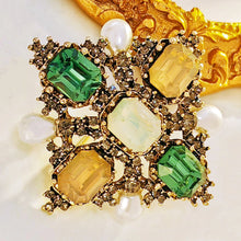 Load image into Gallery viewer, Byzantine Vintage Imitated Pearl and Color Stone Maltese Cross Brooch Pin for Women
