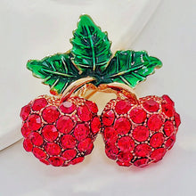 Load image into Gallery viewer, Cute Red Crystal Cherry Pin Brooch for Women Girl Accessory
