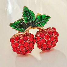 Load image into Gallery viewer, Cute Red Crystal Cherry Pin Brooch for Women Girl Accessory
