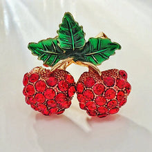 Load image into Gallery viewer, Cute Red Crystal Cherry Pin Brooch for Women Girl Accessory
