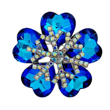Load image into Gallery viewer, Deliciated Blue Heart Shaped Flower Brooch with AB Snowflake Accent
