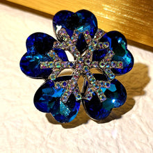 Load image into Gallery viewer, Deliciated Blue Heart Shaped Flower Brooch with AB Snowflake Accent
