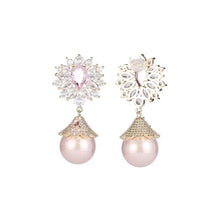 Load image into Gallery viewer, Elegant Vintage Green Flower Pearl Drop Earrings Wedding Party Accessory
