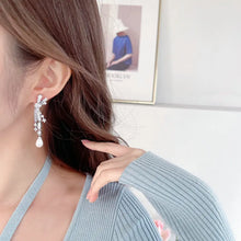 Load image into Gallery viewer, Elegant Vintage Trio Ribbon Pearl Tassel Earrings for Wedding Party Accessory
