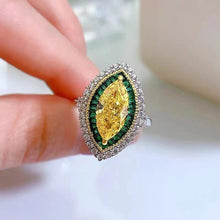 Load image into Gallery viewer, Exquisite Canary Yellow Marquise Halo Rings for Luxury Wedding Jewelry
