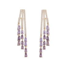 Load image into Gallery viewer, Exquisite Trio Half Hoop Link Clear and Pink Pear Tassel Earrings for Evening Party

