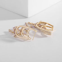 Load image into Gallery viewer, Exquisite Trio Half Hoop Link Clear and Pink Pear Tassel Earrings for Evening Party
