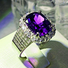 Load image into Gallery viewer, Fabulous 5 Strands Support Sapphire Blue Cubic Zirconia Square Cocktail Ring
