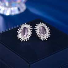 Load image into Gallery viewer, Fancy Stylish Baguette Cut CZ Burst Oval Stud Earrings Firework Jewelry
