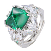 Load image into Gallery viewer, Fantasy Green Sugar Loaf Square Stone Ring with Marquise Accent
