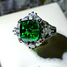 Load image into Gallery viewer, Fantasy Green Sugar Loaf Square Stone Ring with Marquise Accent

