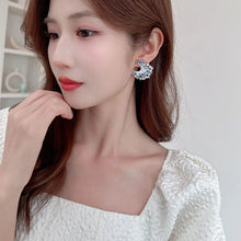 Load image into Gallery viewer, Fashion Designer Gold Tone Sprout &amp;Burst CZ Purple Blue Moon  Earrings for Office Lady Wear
