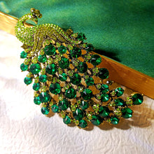 Load image into Gallery viewer, Glamorous Statement Pride Green Peacock Brooch Pin Bird Animal Gift Jewelry
