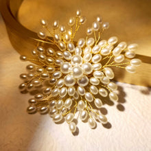 Load image into Gallery viewer, Glamours Statement Layered Spray Imitated Pearls Flower Bridal Brooch Wedding Accessory
