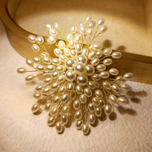 Load image into Gallery viewer, Glamours Statement Layered Spray Imitated Pearls Flower Bridal Brooch Wedding Accessory

