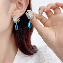 Load image into Gallery viewer, Gorgeous Multi-Tiered Snowflake Pear Drop Earrings for Cocktail Dressy Jewelry
