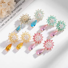 Load image into Gallery viewer, Gorgeous Multi-Tiered Snowflake Pear Drop Earrings for Cocktail Dressy Jewelry
