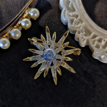 Load image into Gallery viewer, Gorgeous Two-Tiered Baguette CZ &amp; Pearl Starburst Brooch Pin
