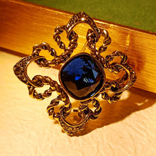 Load image into Gallery viewer, Gorgeous Vintage Blue Rhinestone Art Nouveau Broach Pin Cross Jewely
