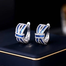 Load image into Gallery viewer, Gorgeous White and Blue Circlet Bowtie Stud Earrings for Girls Gift

