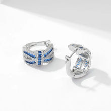 Load image into Gallery viewer, Gorgeous White and Blue Circlet Bowtie Stud Earrings for Girls Gift

