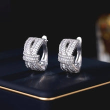 Load image into Gallery viewer, Gorgeous White and Blue Circlet Bowtie Stud Earrings for Girls Gift

