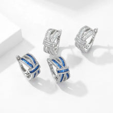 Load image into Gallery viewer, Gorgeous White and Blue Circlet Bowtie Stud Earrings for Girls Gift
