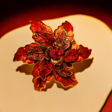 Load image into Gallery viewer, Jewelblings Fantastic Vintage Trio Tiered Red Enamel Poinsettia Flower Brooch Christmas Party Gift Jewelry for Clothes Sweater Jacket Dress
