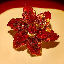 Load image into Gallery viewer, Jewelblings Fantastic Vintage Trio Tiered Red Enamel Poinsettia Flower Brooch Christmas Party Gift Jewelry for Clothes Sweater Jacket Dress
