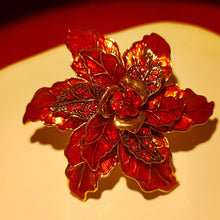 Load image into Gallery viewer, Jewelblings Fantastic Vintage Trio Tiered Red Enamel Poinsettia Flower Brooch Christmas Party Gift Jewelry for Clothes Sweater Jacket Dress
