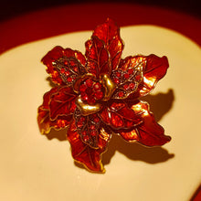 Load image into Gallery viewer, Jewelblings Fantastic Vintage Trio Tiered Red Enamel Poinsettia Flower Brooch Christmas Party Gift Jewelry for Clothes Sweater Jacket Dress
