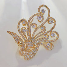 Load image into Gallery viewer, Jewelblings Sparkling Elegant Gold Tone Round CZ Stone Accent Peacock Brooch Pin Bird Animal Jewelry for Women Coat Suit Sweater Dress Shawl

